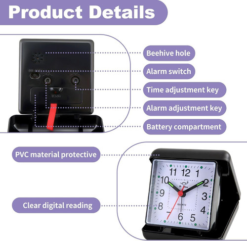 Travel alarm clock folding - travel,